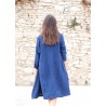 Robe à plis, lin épais indigo