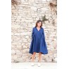 Pleated dress, indigo heavy linen