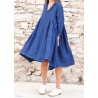 Pleated dress, indigo heavy linen