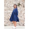 Robe à plis, lin épais indigo