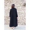 Long pleated dress, black linen