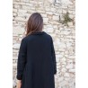 Robe longue à plis, lin noir