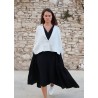 Long pleated dress, black linen