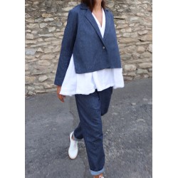 Chemise mixte, lin blanc