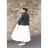 Long pleated dress, white linen