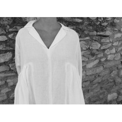 Chemise mixte, lin blanc