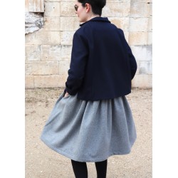 Robe à plis sans manche, lainage gris