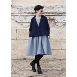 Robe à plis sans manche, lainage gris