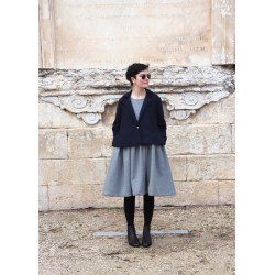 Robe à plis sans manche, lainage gris