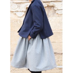 Robe à plis sans manche, lainage gris