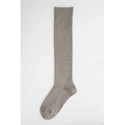 Merino wool ribbed High socks, beige