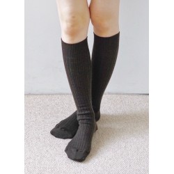 Merino wool ribbed High socks, mocha brown