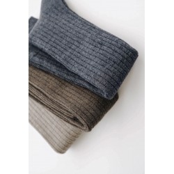 Merino wool ribbed High socks, charcoal