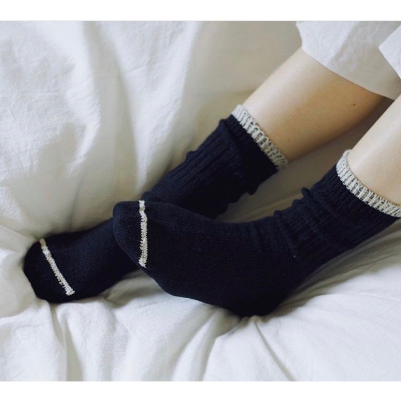 Chaussettes en soie et coton, noires