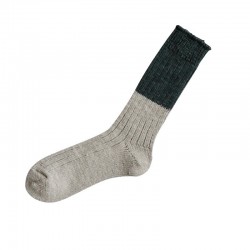 Chaussettes côtelées en laine et coton, kaki