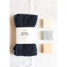 Serviette de bain en nid d'abeille, coton bleu marine