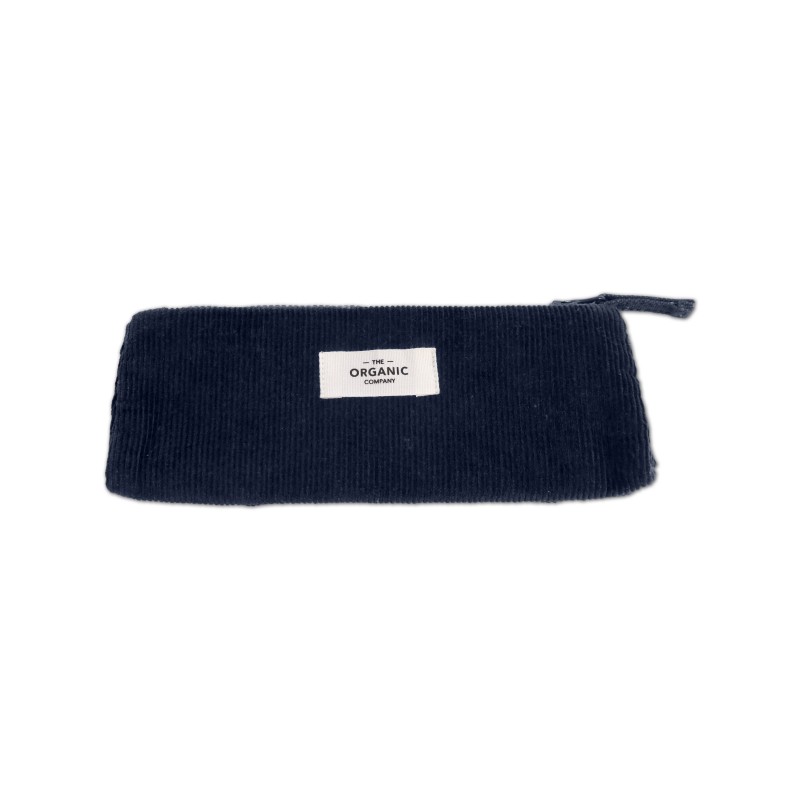 Pencil case in navy blue corduroy