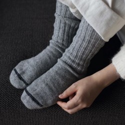 Chaussettes épaisses en laine, gris clair