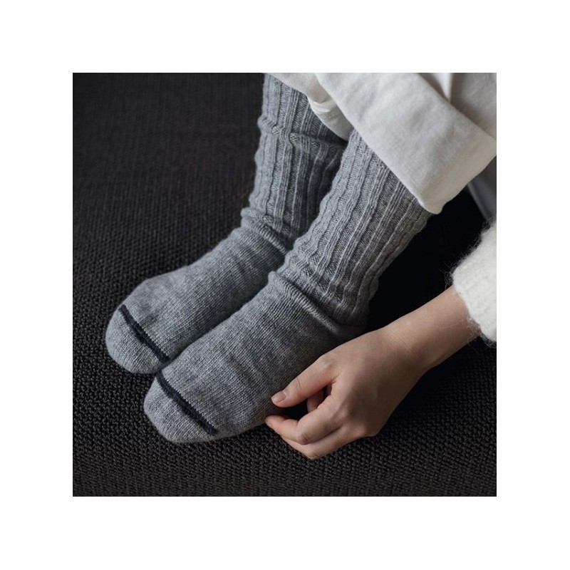 Wool ribbed socks, light grey