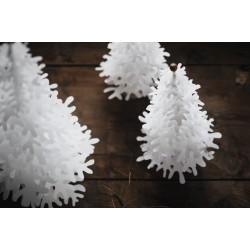 Fir tree - Paper 3D decoration kit, white and gold