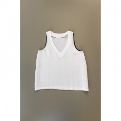 SLEEVELESS BLOUSE, V NECK