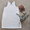 SLEEVELESS FLARED DRESS, ROUND NECK