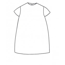 SHORT SLEEVES FLARED DRESS, ROUND NECK