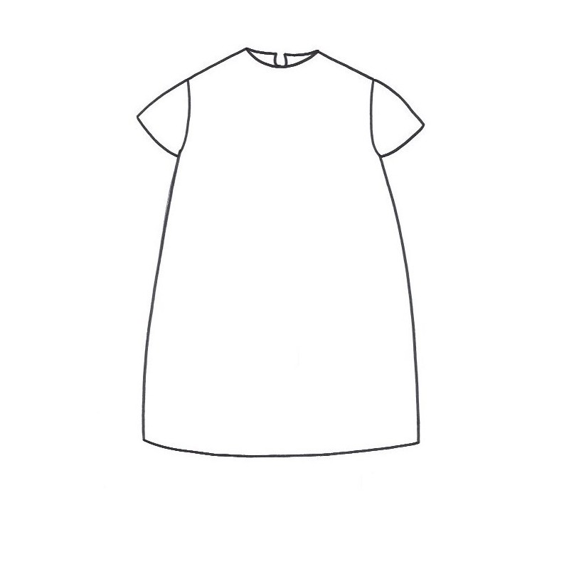 SHORT SLEEVES FLARED DRESS, ROUND NECK