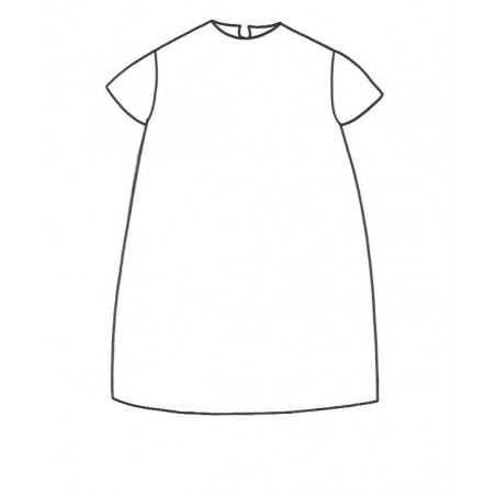 SHORT SLEEVES FLARED DRESS, ROUND NECK