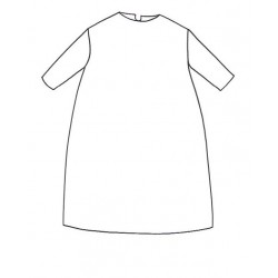 THREE QUARTER SLEEVES FLARED DRESS, ROUND NECK