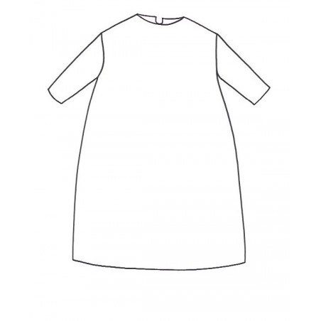 THREE QUARTER SLEEVES FLARED DRESS, ROUND NECK