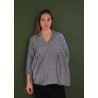 Pleated blouse, small stripes fabric