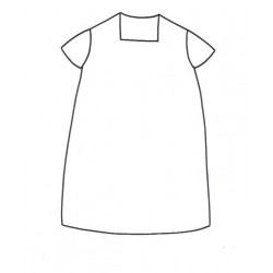 SHORT SLEEVES FLARED DRESS, SQUARED NECK