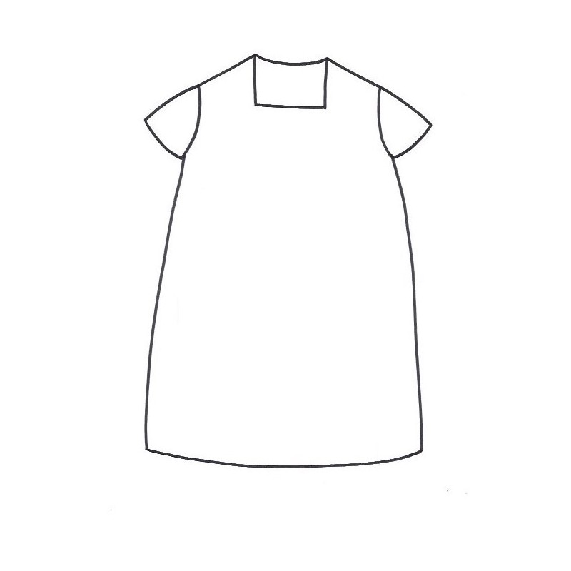 SHORT SLEEVES FLARED DRESS, SQUARED NECK