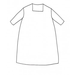 THREE QUARTER SLEEVES FLARED DRESS, SQUARED NECK