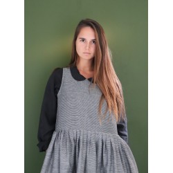 Robe à plis sans manches Uniforme, lin blanc