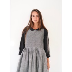 Robe à plis sans manches Uniforme, lin blanc