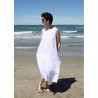 SLEEVELESS LONG FLARED DRESS, ROUND NECK