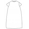 SHORT SLEEVES LONG FLARED DRESS, ROUND NECK