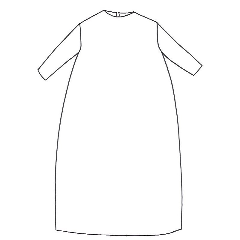 LONG SLEEVES LONG FLARED DRESS, ROUND NECK