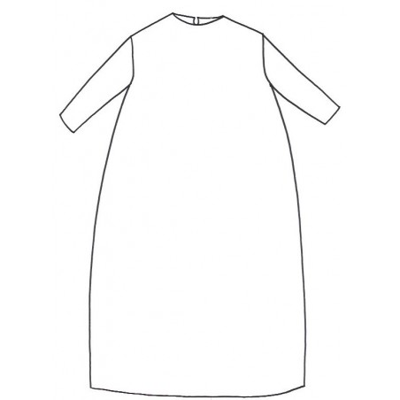 LONG SLEEVES LONG FLARED DRESS, ROUND NECK