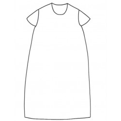 SHORT SLEEVES LONG FLARED DRESS, U NECK