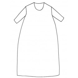 THREE QUARTER SLEEVES LONG FLARED DRESS, U NECK