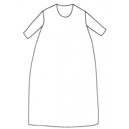 THREE QUARTER SLEEVES LONG FLARED DRESS, U NECK