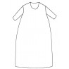 THREE QUARTER SLEEVES LONG FLARED DRESS, U NECK