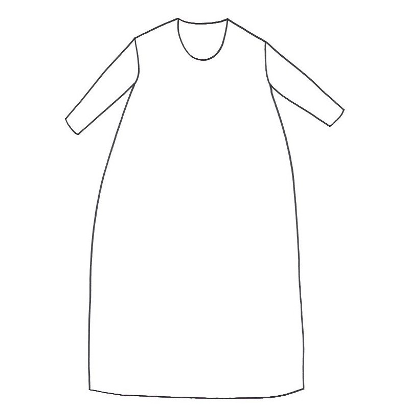 LONG SLEEVES LONG FLARED DRESS, U NECK