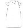 SHORT SLEEVES LONG FLARED DRESS, V NECK