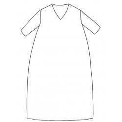 THREE QUARTER SLEEVES LONG FLARED DRESS, V NECK