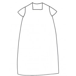 SHORT SLEEVES LONG FLARED DRESS, SQUARED NECK