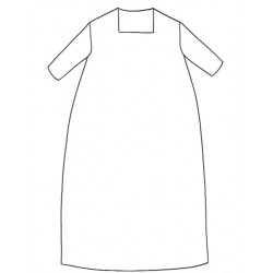 THREE QUARTER SLEEVES LONG FLARED DRESS, SQUARED NECK